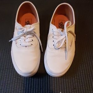All white leather vans
